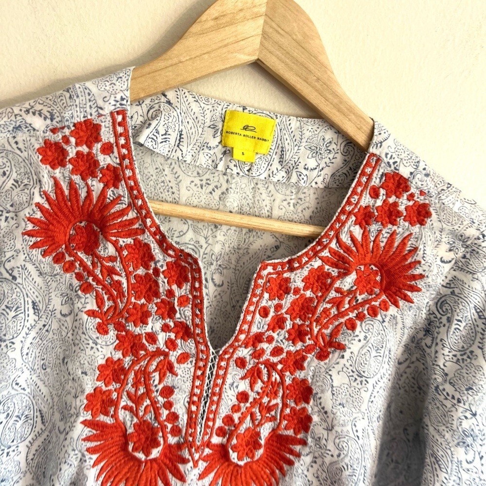 Roller Rabbit Embroidered Tunic Size Small Blue - Picture 3 of 10